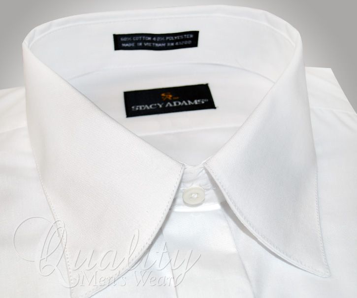 Stacy Adams Dress Shirt White French Cuff Curve Magic Johnson Collar