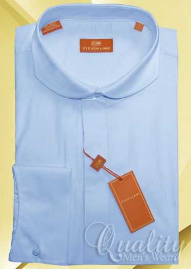 BABY BLUE ROUNDED WINDSOR COLLAR DRESS SHIRT 20 34/35  