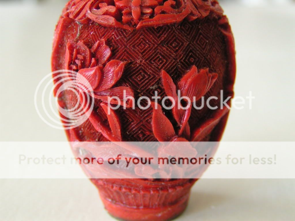 Carved Chinese cinnabar snuff bottle #3  