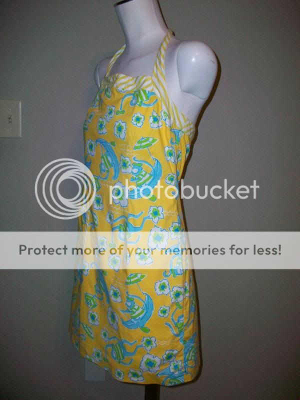 Woman Lilly Pulitzer Yellow LES MONKEYS Halter Dress Sz 6 Cotton 