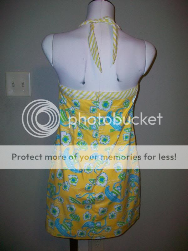 Woman Lilly Pulitzer Yellow LES MONKEYS Halter Dress Sz 6 Cotton 