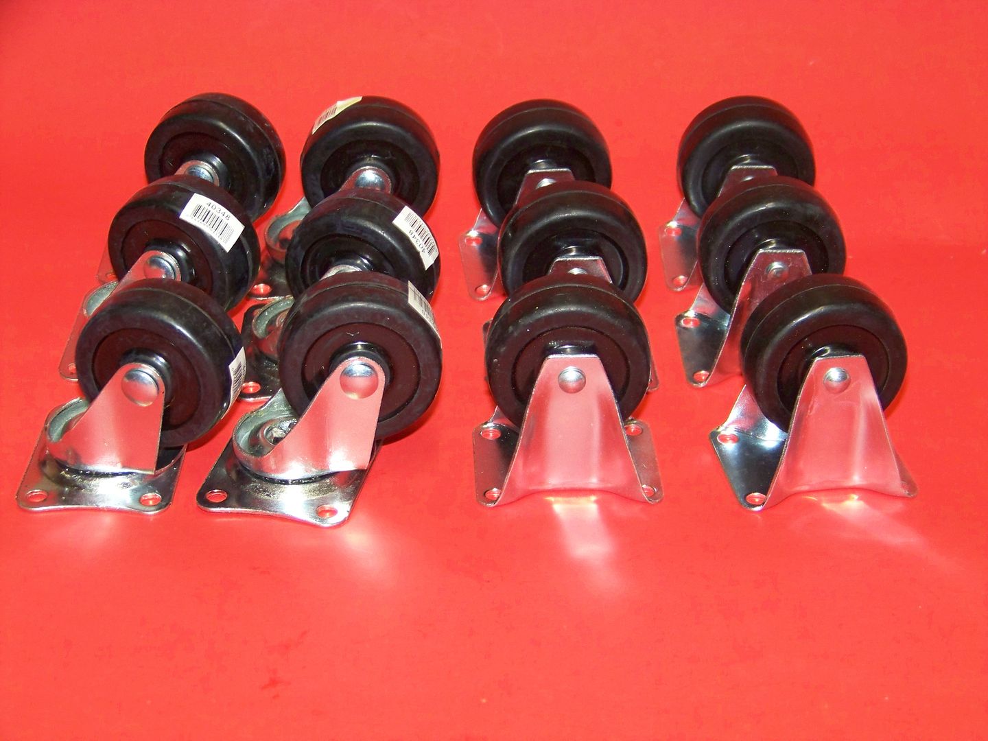 24 NEW 2 CASTER RUBBER WHEELS 12 SWIVEL 12 FIXED SET  