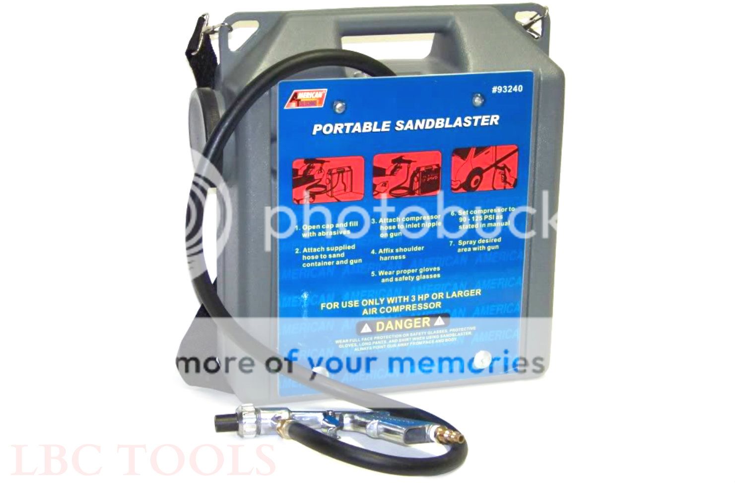 PORTABLE AIR SANDBLASTER WITH HOSE & GUN 30 LB SAND BLASTER PAINT RUST