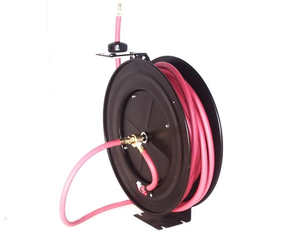 3 8" x 50 ft Auto Rewind Retractable Air Hose Reel with Rubber Air Hose