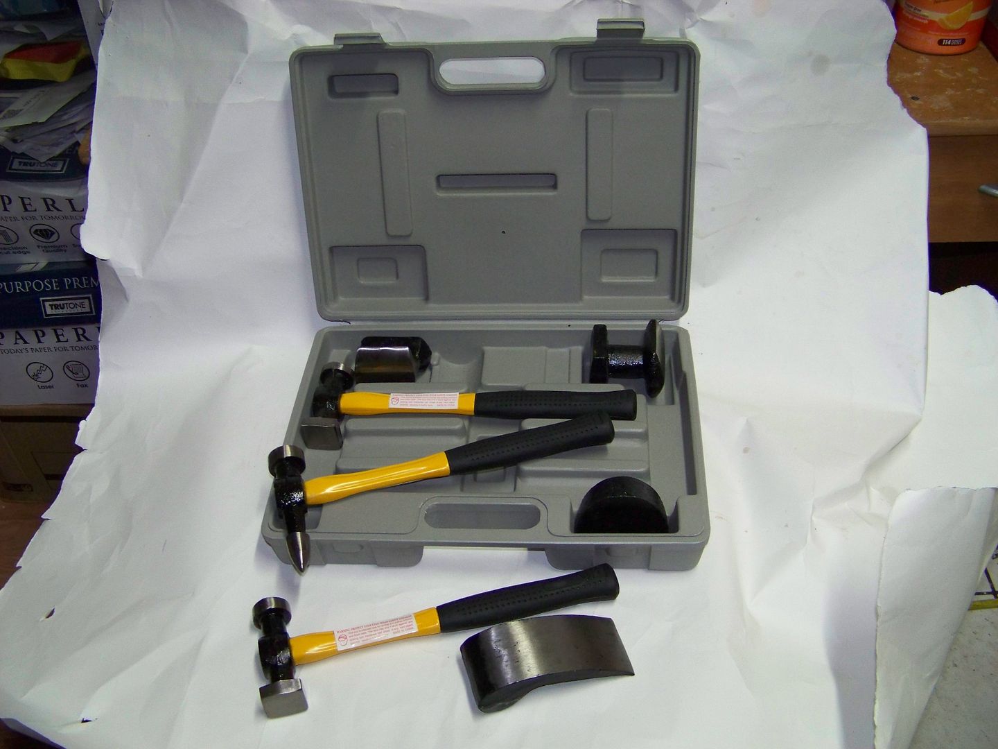 7pc Fiber Glass Handle Auto Body Repair Tools Fender Tool Kit Hammer Dolly Dent