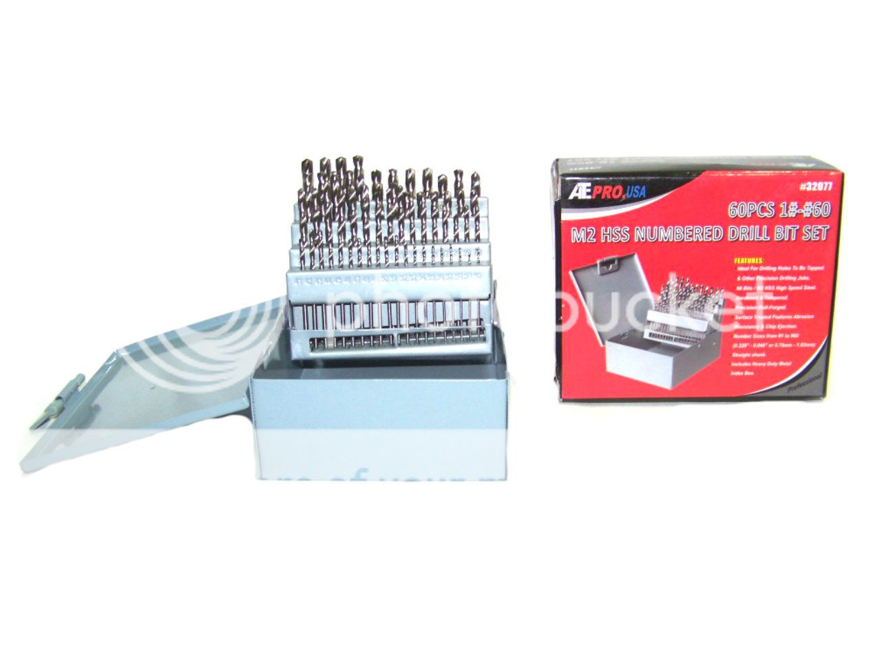 M2 1 TO 60 HARDENED 60pc HSS NUMBERED DRILL BIT SET WITH METAL INDEX