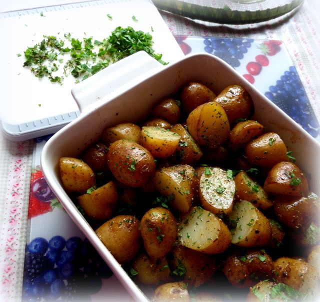 Roast jersey royals with butter dressing recipe