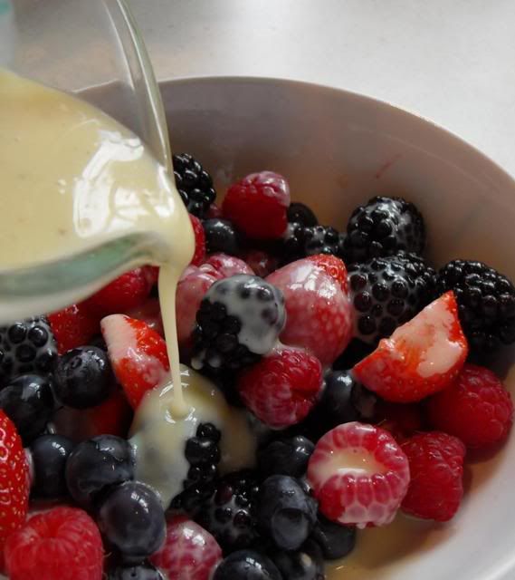 Fresh Berries With White Chocolate Sauce