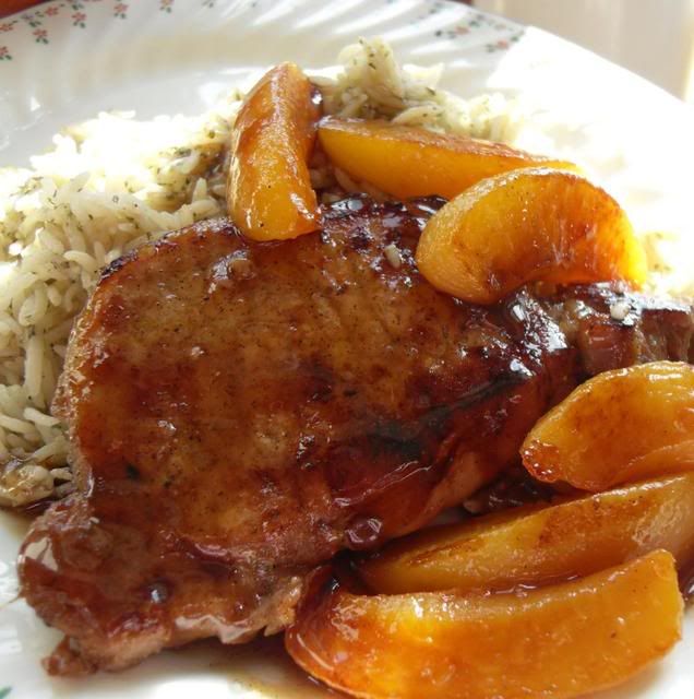 Spicy Pork Chops with Peaches