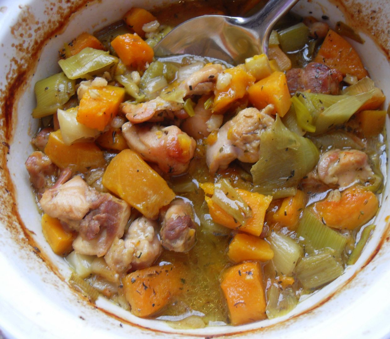 Chicken with Leeks Butternut Squash