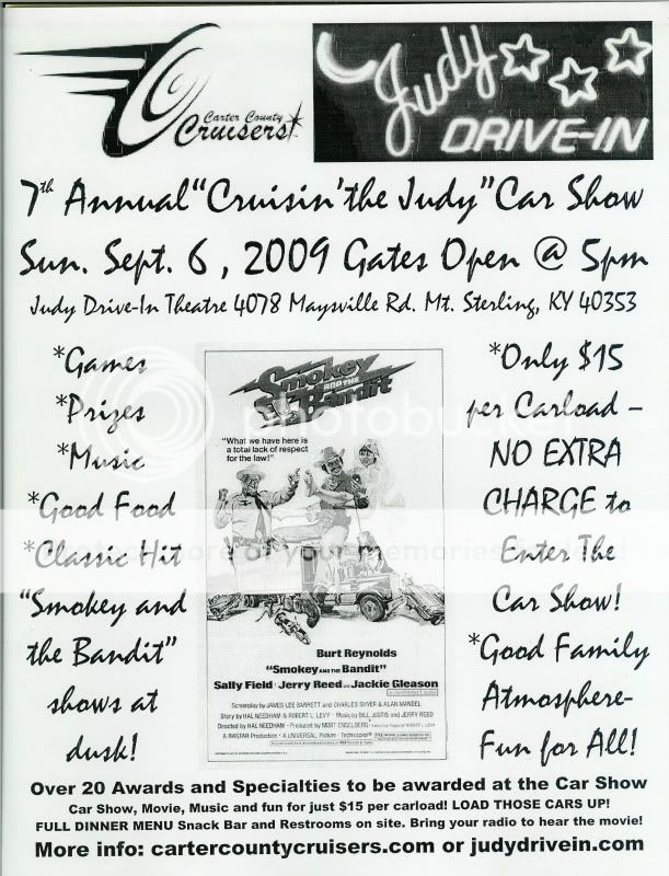 09/06/08 - Judy Drive-IN Theater Cruise - Mt. Sterling,KY Judyflyer2009