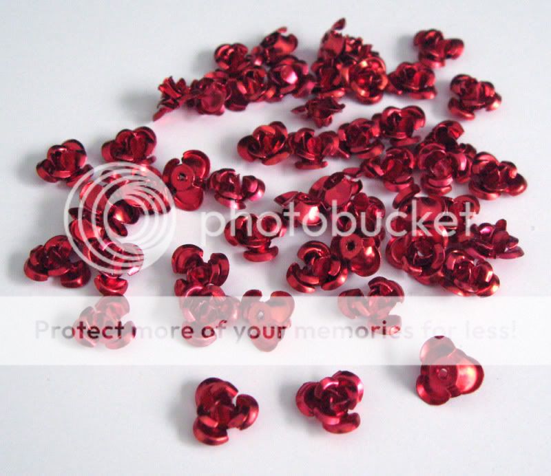 50 Aluminum Rose Flower Beads 8mm Red  