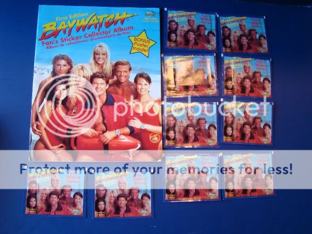 Baywatch 1st Ed Sticker Book Poster Pamela Anderson David Hasselhoff 