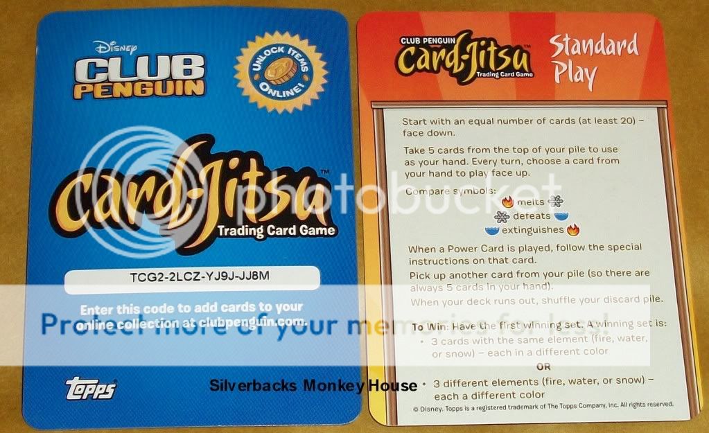CLUB PENGUIN CARD JITSU WATER   CODE CARDS x 2. UNUSED  