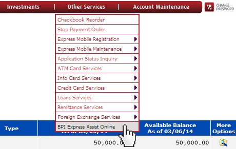 bpi express assist online step 1