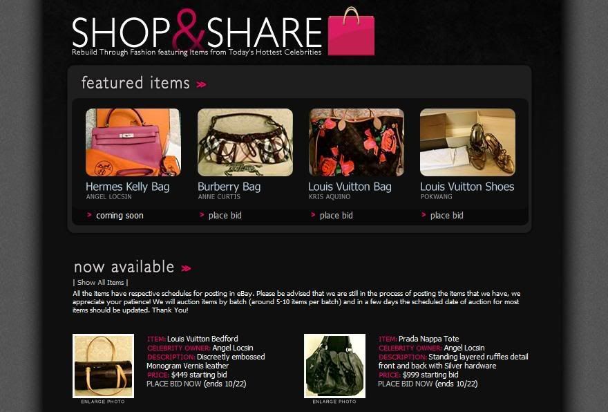 Shop and Share homepage