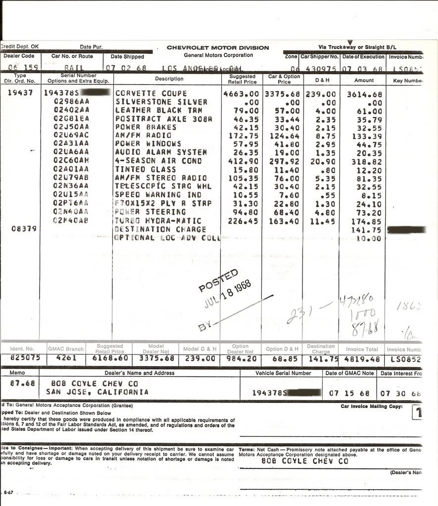 68-69 factory invoices - Page 2 - CorvetteForum - Chevrolet Corvette ...