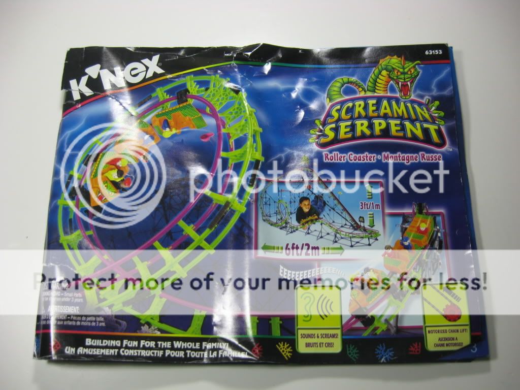 Instruction manual for the Knex Screamin Serpent Roller Coaster set