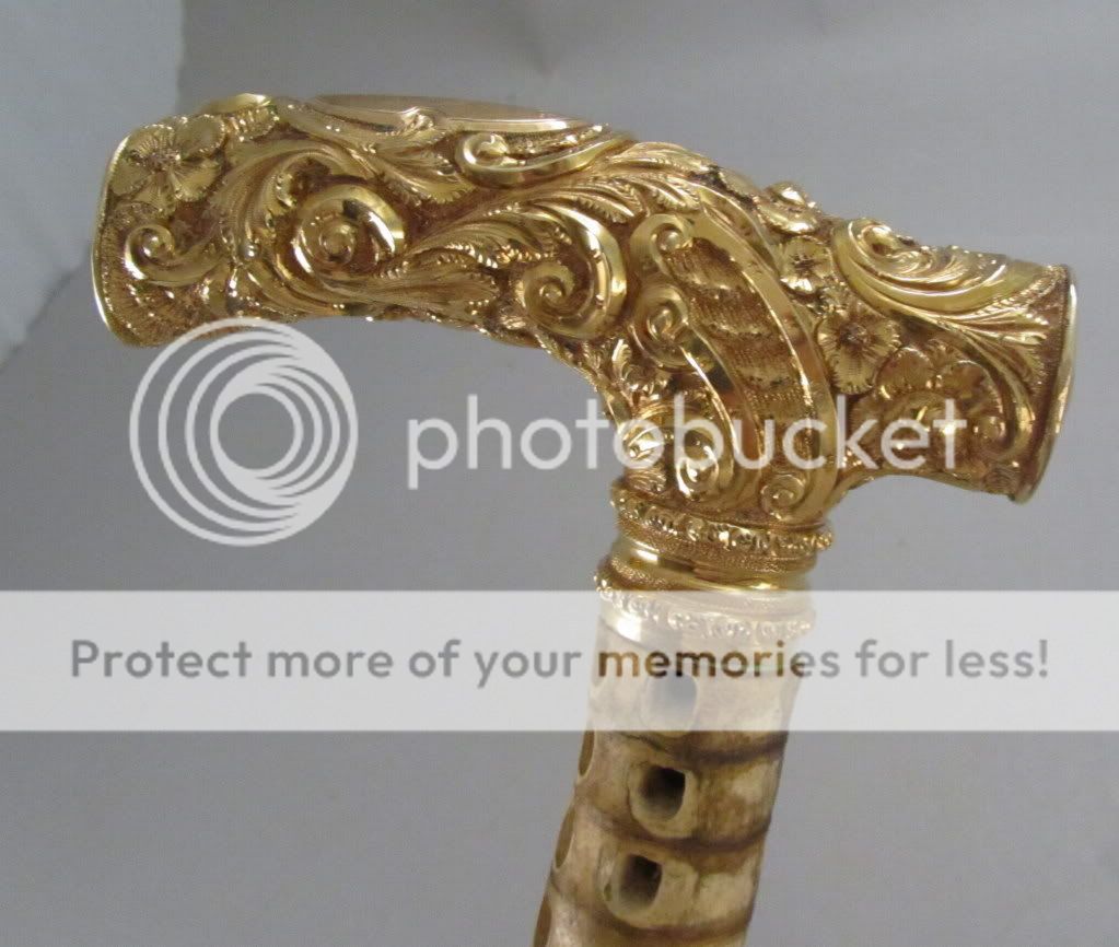 Antique Shark Vertebrae Gold Cane Walking Stick Holmes