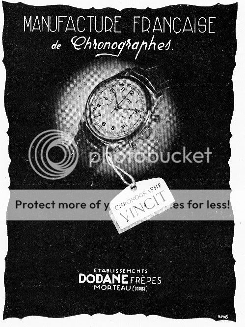 Publicité de 1948 pour les chronographes Dodane Dodane