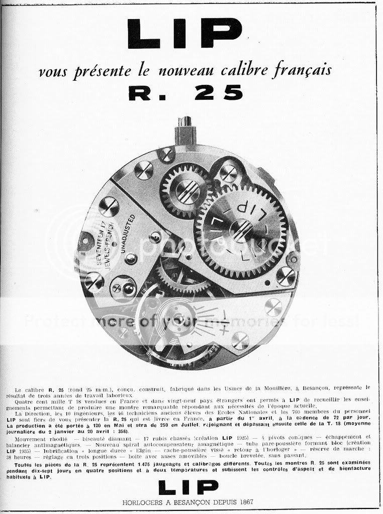 Publicité de 1948 pour le lancement du LIP R25... Lip251948