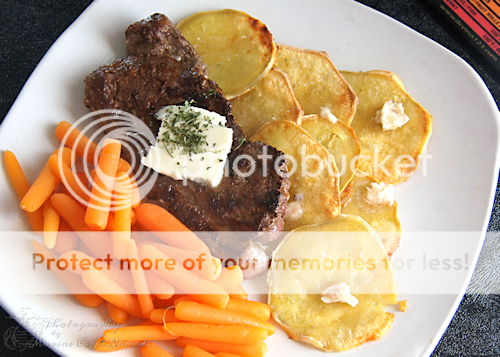 Buffalo Steak with Sweet Potatoes and Baby Carrots