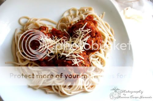 Heart Spaghetti and Meatballs