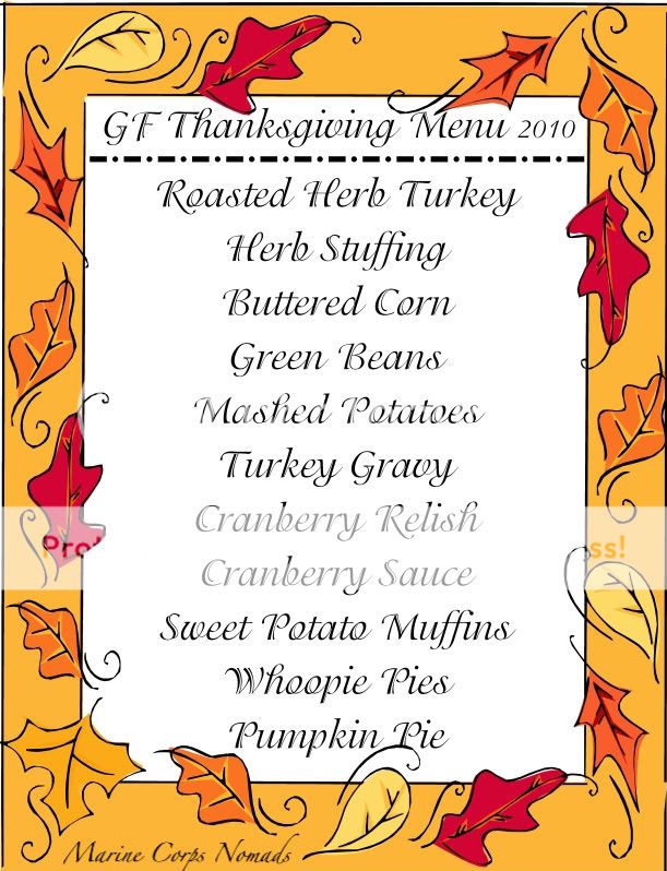 Gluten Free Thanksgiving Menu