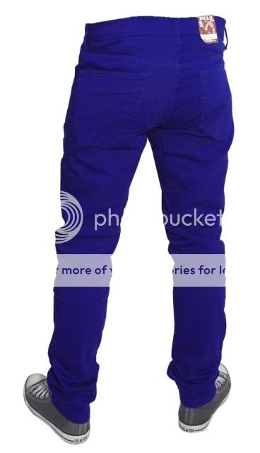 Mens skinny fit drainpipe trousers in royal /electric blue.