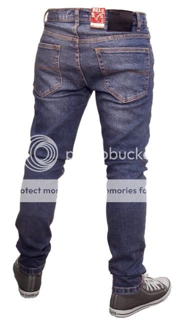 MENS SKINNY JEANS PUNK ROCK RETRO NEW STONEWASH BLUE  