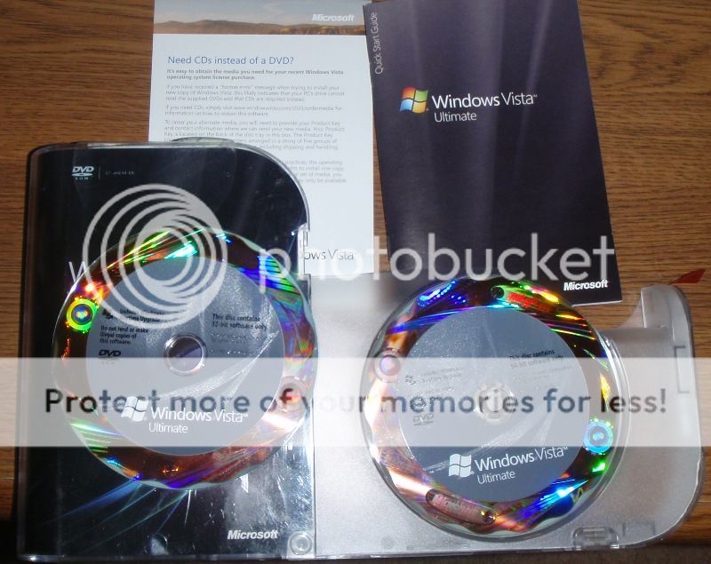 Microsoft Windows Vista Ultimate Full 32 Bit and 64 Bit DVDs MS Win