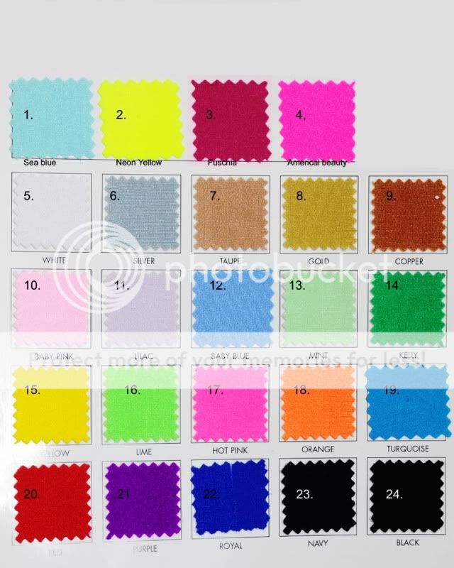 LYCRA STRETCH COLOR CHART 1 YD. CHOICE OF COLOR  