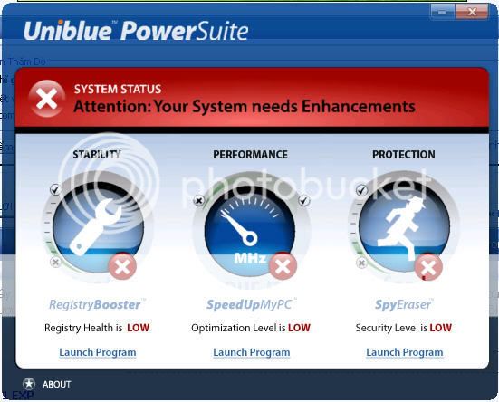 Giới thiệu & Hướng dẫn sử dụng phần mềm Uniblue PowerSuite (RegBooster, SpeedUpMyPC, SpyEraser) 1-2