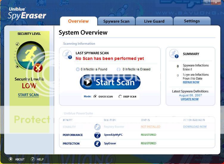 Giới thiệu & Hướng dẫn sử dụng phần mềm Uniblue PowerSuite (RegBooster, SpeedUpMyPC, SpyEraser) 1