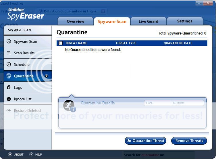 Giới thiệu & Hướng dẫn sử dụng phần mềm Uniblue PowerSuite (RegBooster, SpeedUpMyPC, SpyEraser) Quarantinecachly