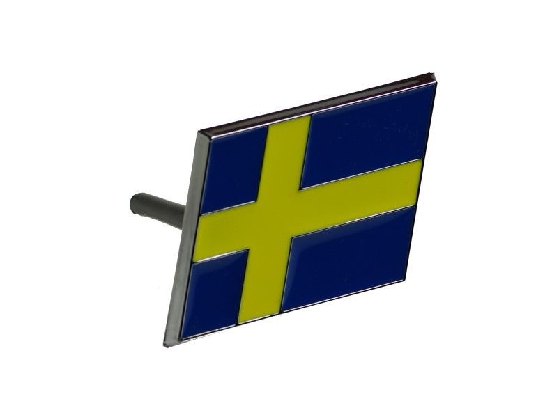 SWEDEN Flag Emblem Badge - Swedish Flag - on CHROME base - FRONT with ...
