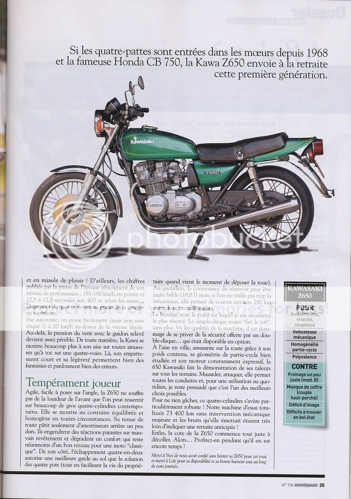 Moto légende 196 présentation Kawasaki Z650 B2 décembre 2008 ML196page6