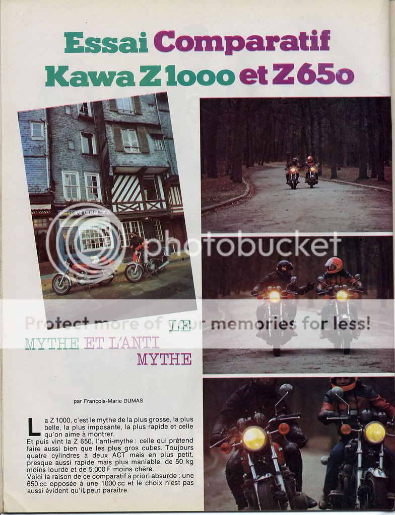 comparatif - ESSAI COMPARATIF Z650 ET Z1000 KAWASAKI MJ 303 MotoJournal303page1