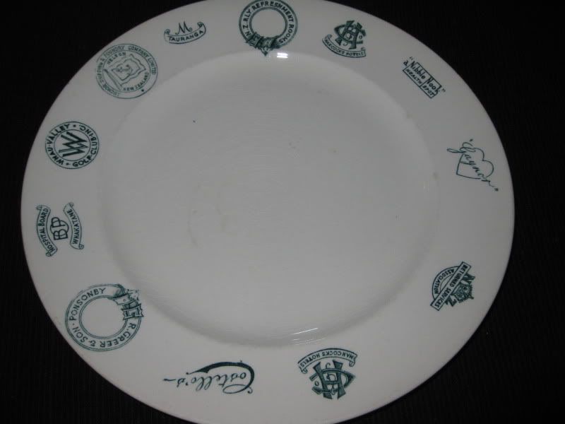 plate - Crown Lynn Multiple Monogrammed Plate 048