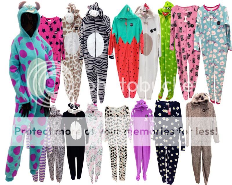 Ladies Womens Cute Animal Monster Onesie Pyjamas PJ Jumpsuit 6-16 Party ...