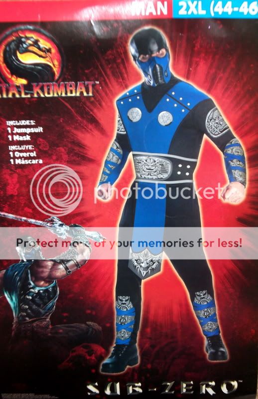 MORTAL KOMBAT Adult Man COSTUME 2XL 44 46 SUB ZERO Blue Combat MASK 