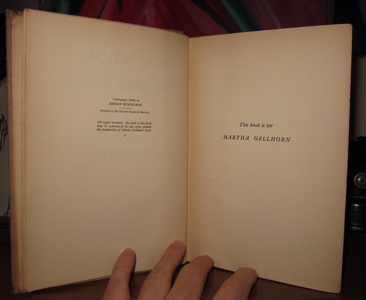 Hemingway Ernest for Whom The Bell Tolls 1st 'A'  