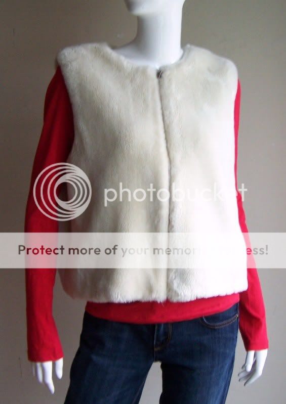 Amazing WHITE HOUSE Black Market Coat top Faux FUR VEST Reversable 