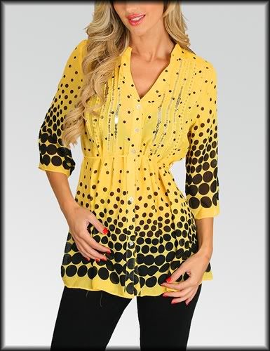 New Multicolor Yellow or Pink 3/4 Slv Casual Top Blouse S M L  