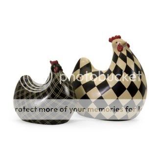 Herrick Thin Plaid Black and Large Checkered White Hen   Set of Two (2