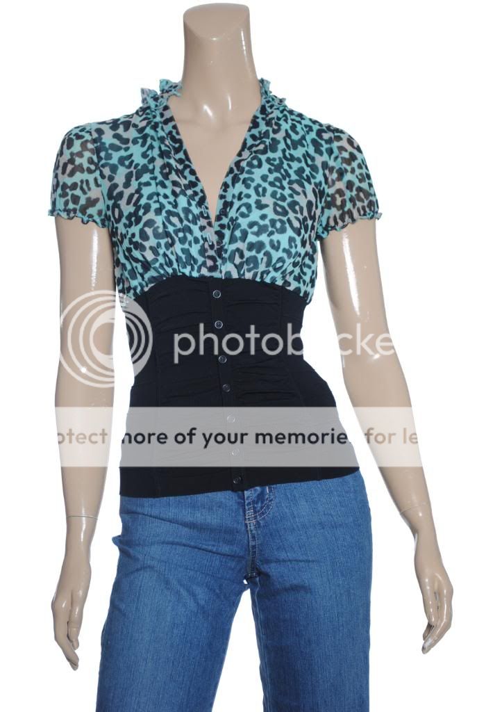 NEW INC Puff Sleeve Silk Leopard 2FER Blouse Sz 14 $70  