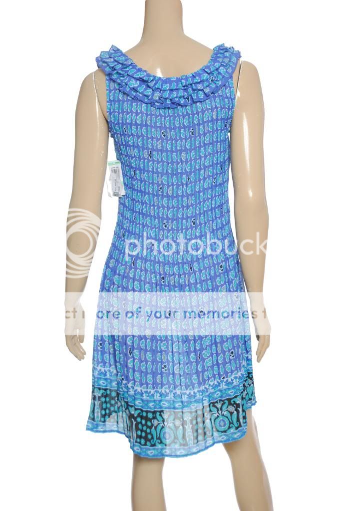 NEW Alfani Printed Ruffle Neck Crinkle Dress Sz 8P $99  