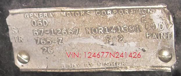 Decoding 1967 Camaro Cowl Tag