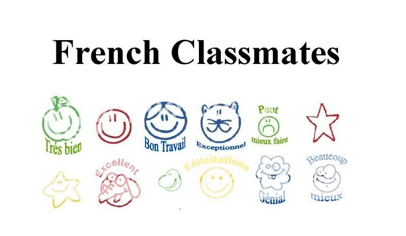 Dormy Classmates 12 Pack of French Motivational Rubber Stamps