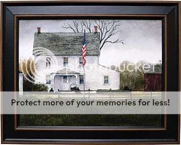 Primitive FRAMED WHITE HOUSE FLAG Country Print Picture  